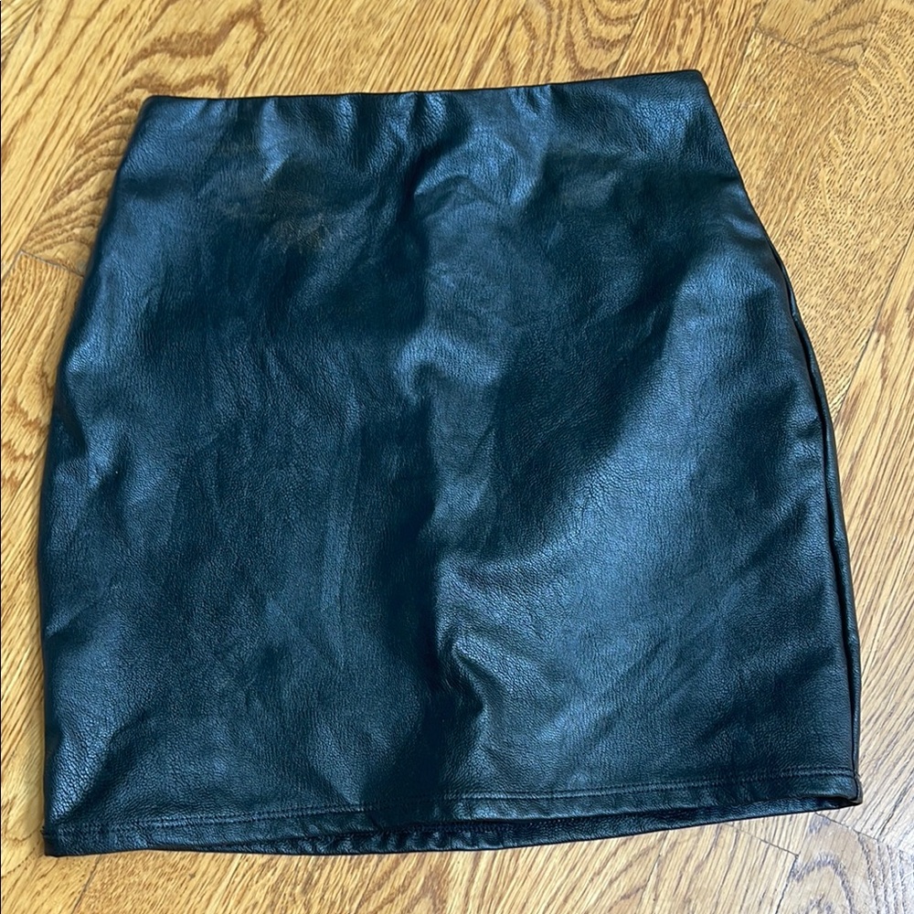 naked wardrobe vegan leather mini skirt